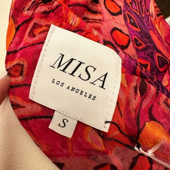 NWT MISA One-Shoulder Single Flutter Sleeve Dress Red Orange Women’s Size Small - Picture 9 of 12